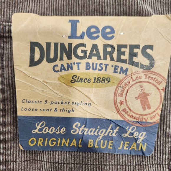 Vintage Lee Dungarees Corduroy Pants Mens 38/32 Brown Loose Straight Leg 80s 90s - Picture 2 of 13
